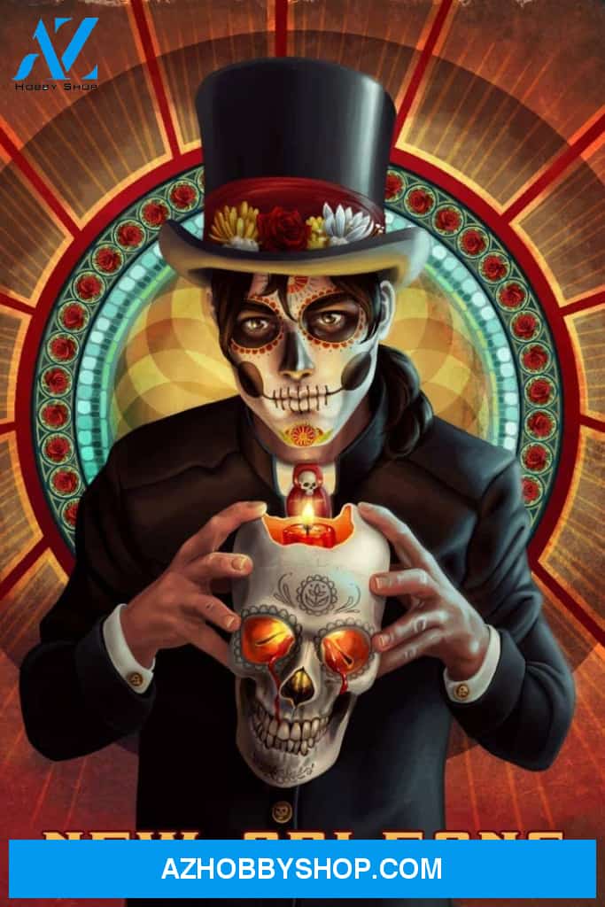 New Orleans Day Of The Dead Man And Candle
