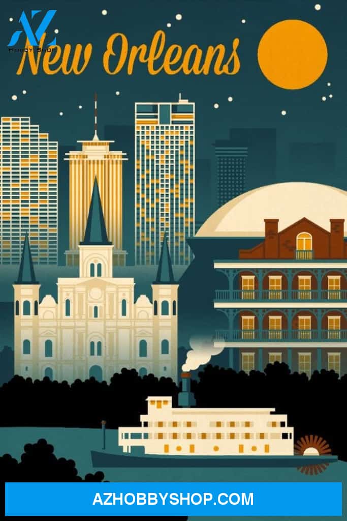 New Orleans Louisiana Retro Skyline 