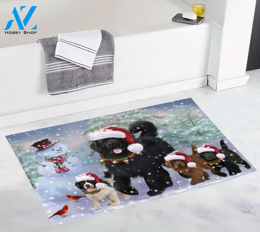 Newfoundland Christmas Dog Running Doormat