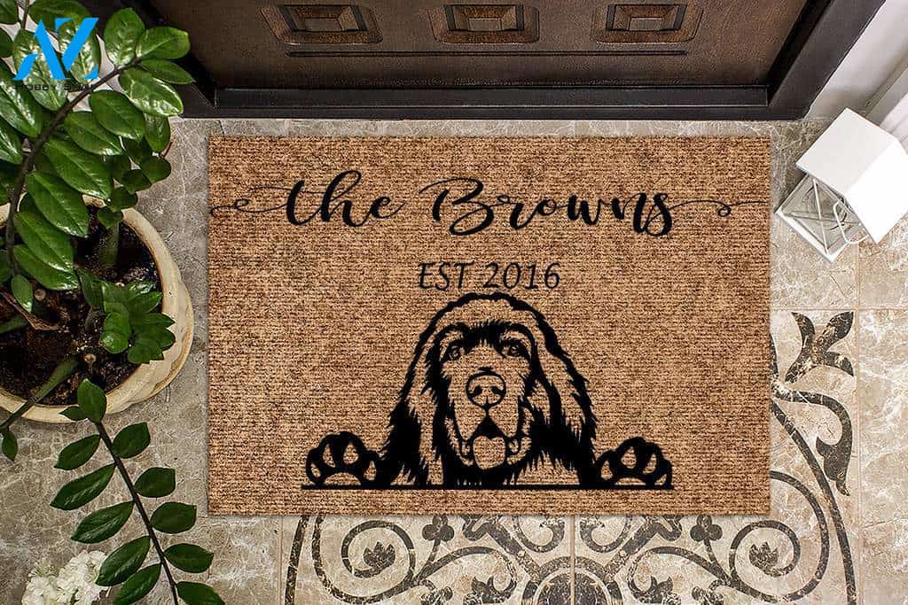 Newfoundland Dog Funny Dog Custom Name & Year Doormat