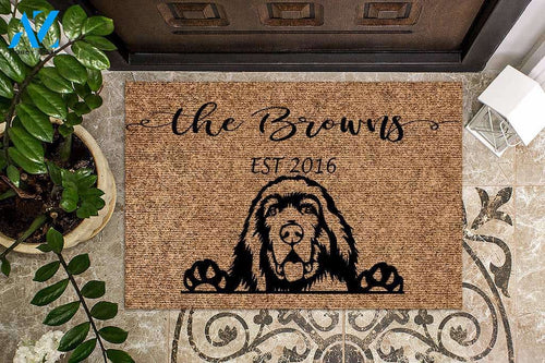 Newfoundland Dog Funny Dog Custom Name & Year Doormat