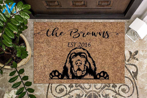 Newfoundland Dog Funny Dog Custom Name & Year Doormat | Welcome Mat | House Warming Gift