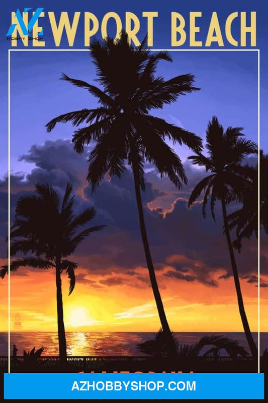 Newport Beach California Palms And Sunset