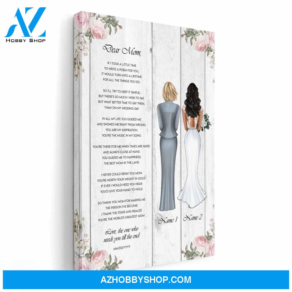 Next Day Mother (Father) Of The Bride, Wedding Custom Poster/Canvas, Gift For Parents