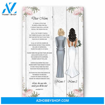 Next Day Mother (Father) Of The Bride, Wedding Custom Poster/Canvas, Gift For Parents