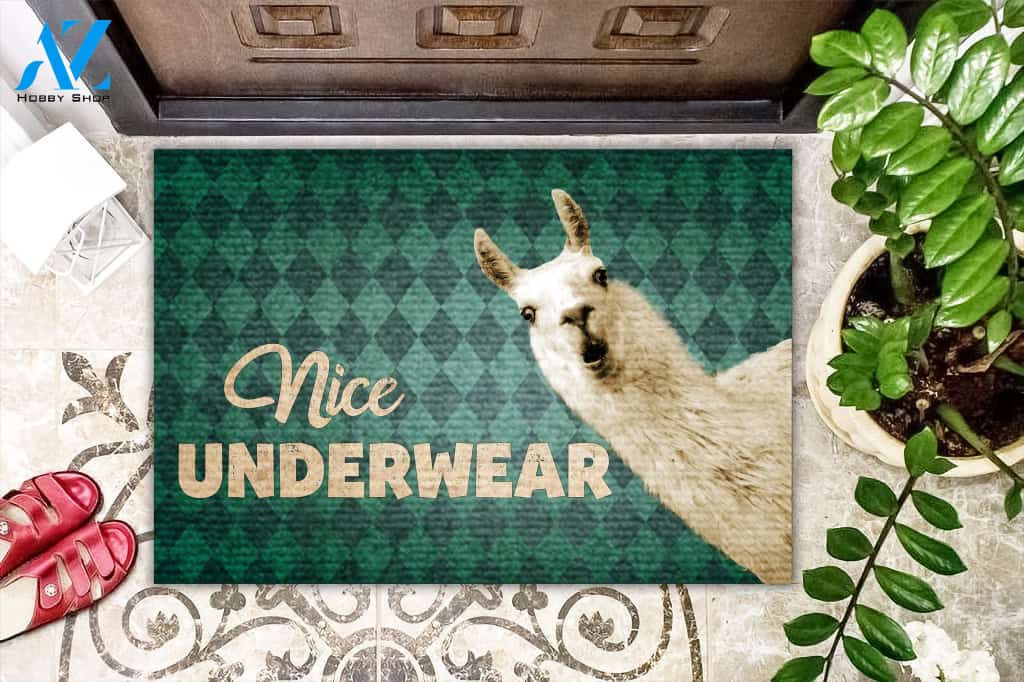 Nice Underwear Funny Alpaca Doormat | Welcome Mat | House Warming Gift