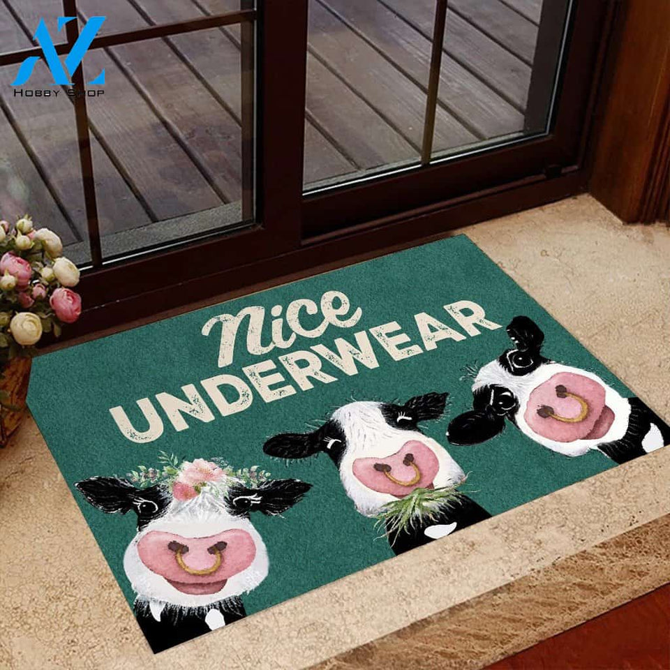 Nice Underwear Funny Cow Doormat | Welcome Mat | House Warming Gift