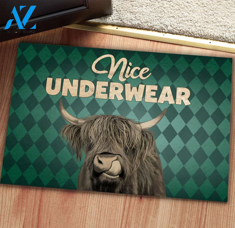 Nice Underwear Funny Highland Cattle Doormat | Welcome Mat | House Warming Gift