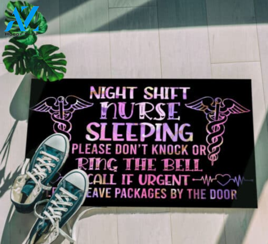 Night Shift Nurse Sleeping Please Don t Knock Funny Indoor And Outdoor Doormat Gift For Nurse Decor Warm House Gift Welcome Mat