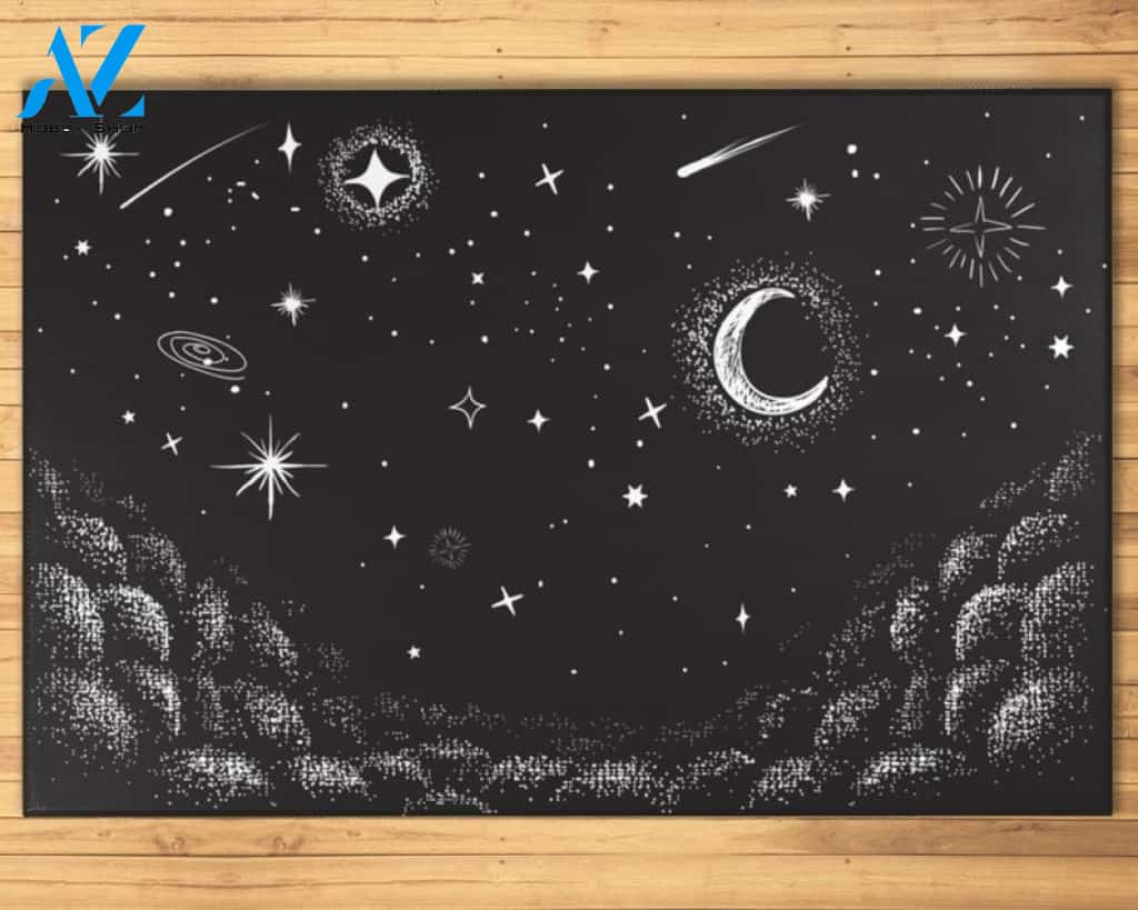 Night Sky Area Rug Celestial Carpet Zodiac Doormat Warm House Gift Welcome Mat Gift for Friend Family