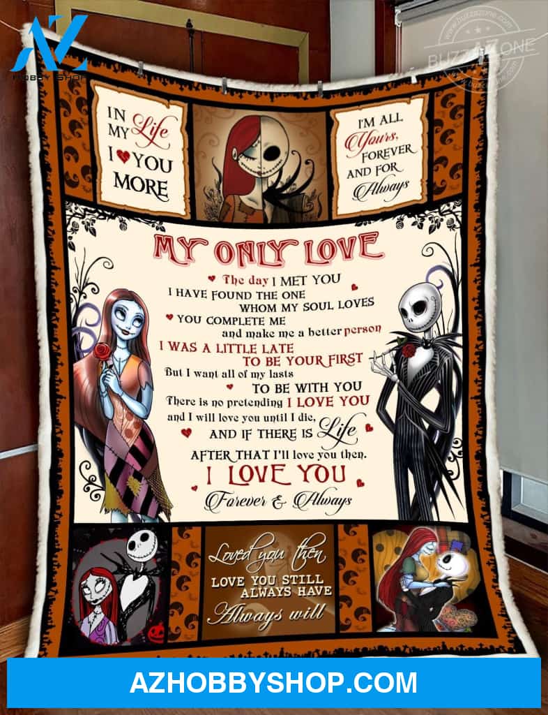 Nightmare My Only Love, Fleece Blanket - Sherpa Blanket, Halloween Gift, Gift For Couple, Birthday Gift