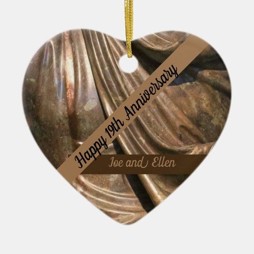 Nineteenth Wedding Anniversary Bronze Ceramic Ornament