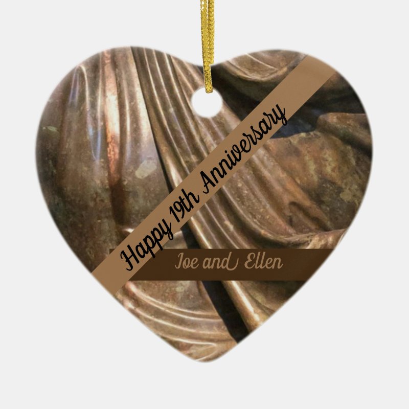 Nineteenth Wedding Anniversary Bronze Ceramic Ornament