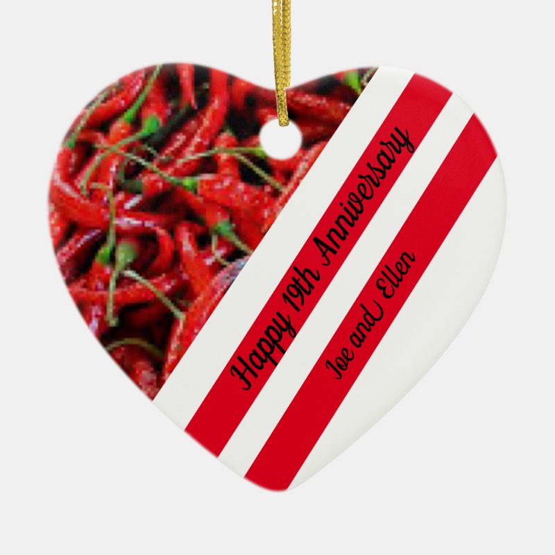 Nineteenth Wedding Anniversary Chilli Pepper Ceramic Ornament