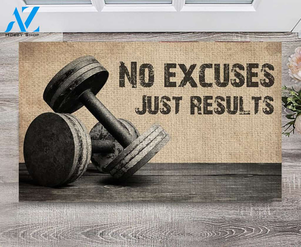 No Excuses Just Results Personalized Doormat | Welcome Mat | House Warming Gift