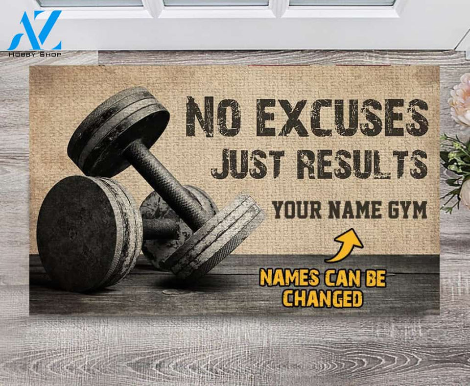 No Excuses Just Results Personalized Doormat | Welcome Mat | House Warming Gift