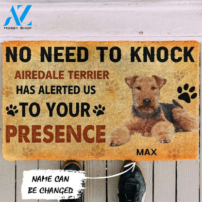 Gearhumans Gearhuman 3D No Need To Knock Airedale Terrier Dog Custom Name Doormat
