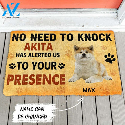 Gearhumans Gearhuman 3D No Need To Knock Akita Dog Custom Name Doormat