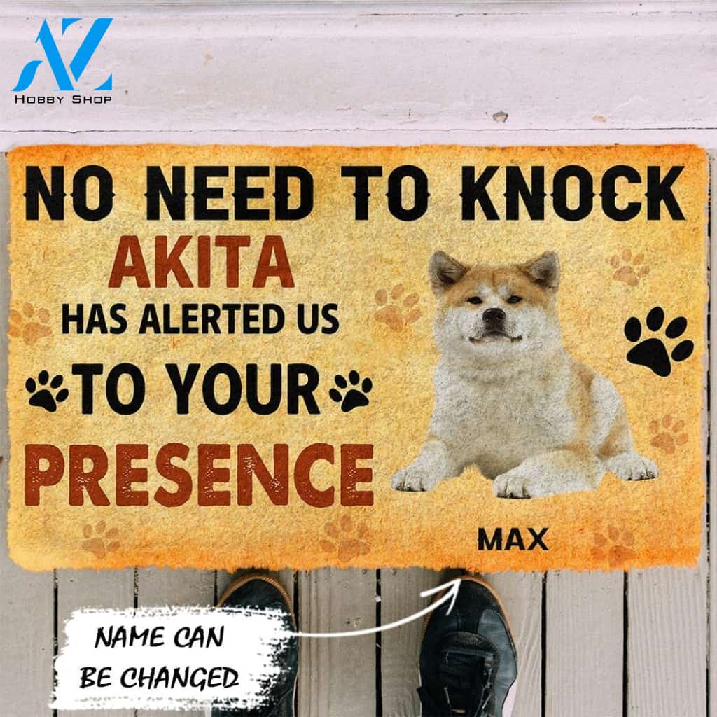 Gearhumans Gearhuman 3D No Need To Knock Akita Dog Custom Name Doormat