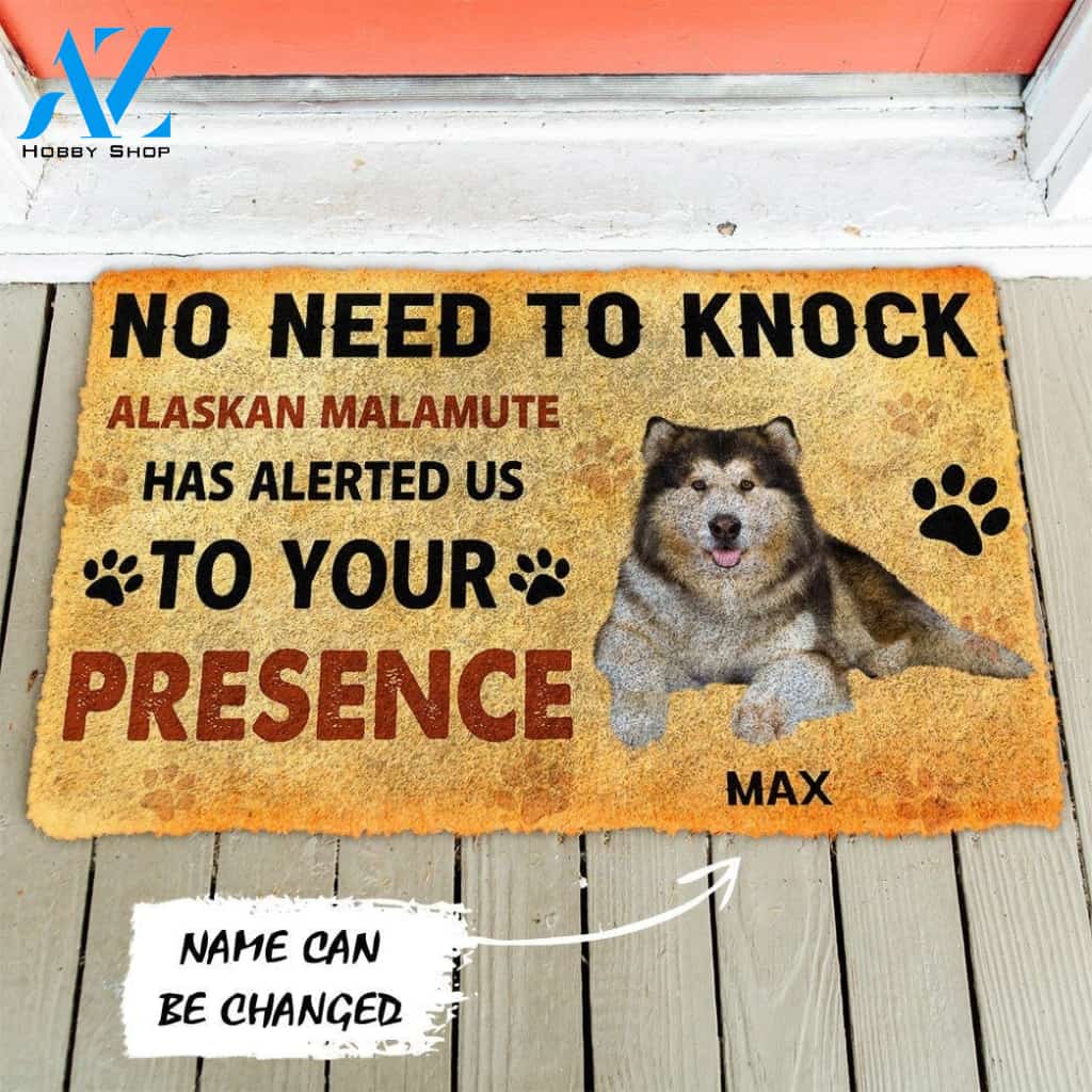 Gearhumans Gearhuman 3D No Need To Knock Alaskan Malamute Dog Custom Name Doormat