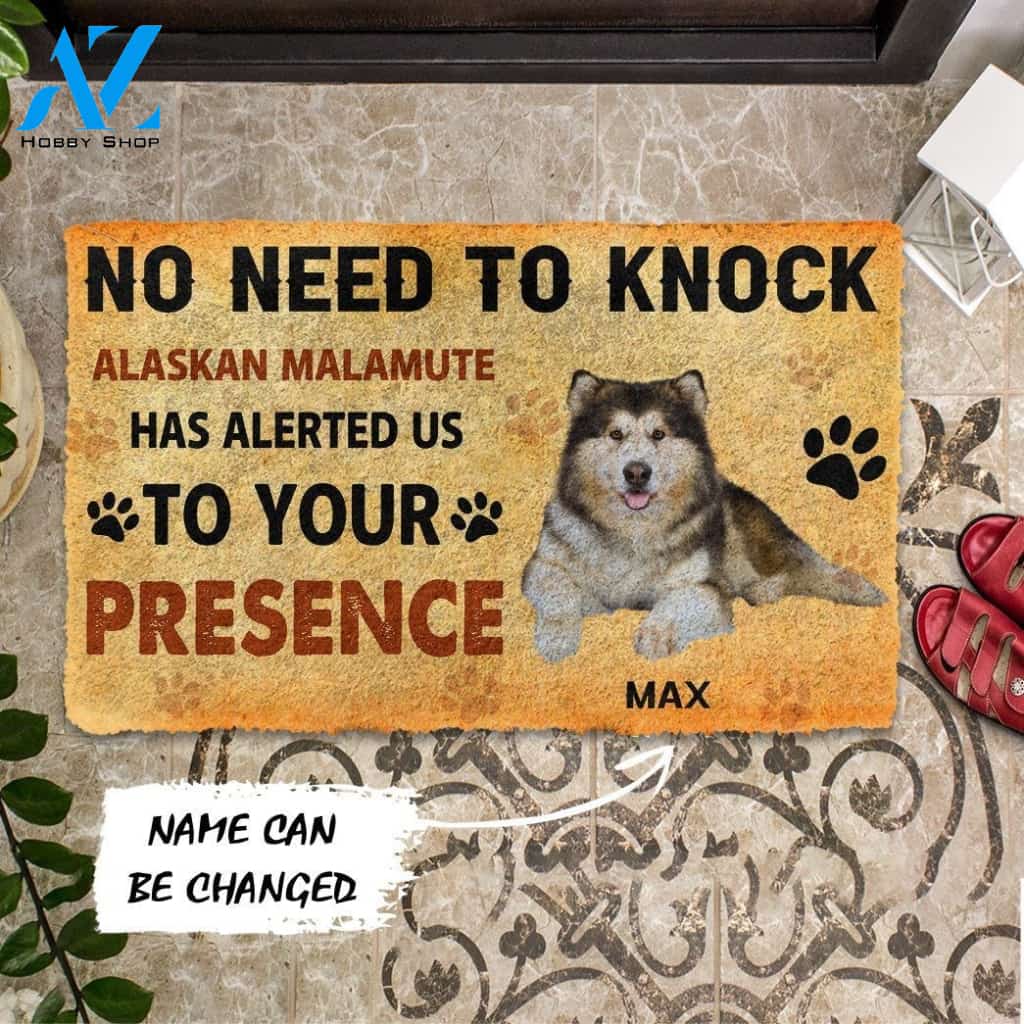 Gearhumans Gearhuman 3D No Need To Knock Alaskan Malamute Dog Custom Name Doormat