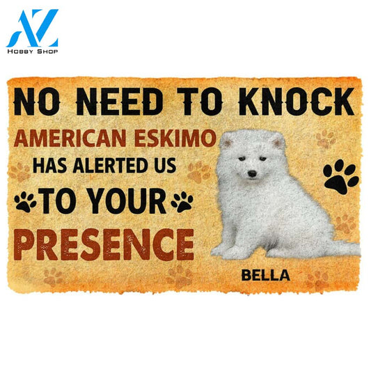 Gearhumans Gearhuman 3D No Need To Knock American Eskimo Dog Custom Name Doormat