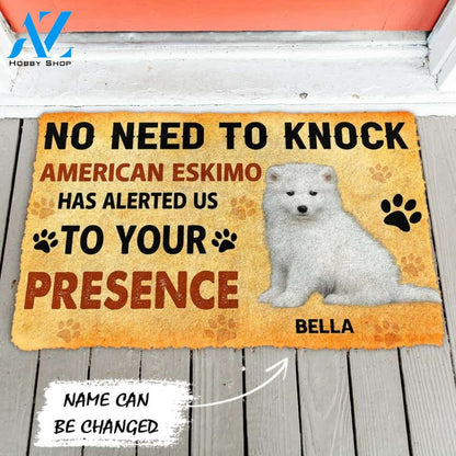 Gearhumans Gearhuman 3D No Need To Knock American Eskimo Dog Custom Name Doormat