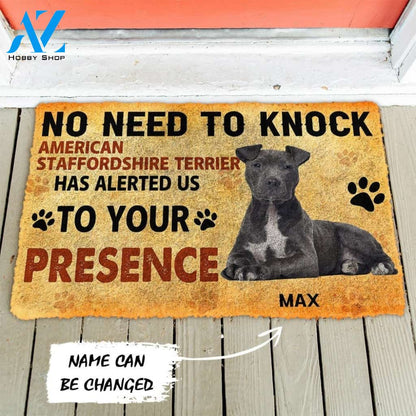 Gearhumans Gearhuman 3D No Need To Knock American Staffordshire Terrier Dog Custom Name Doormat