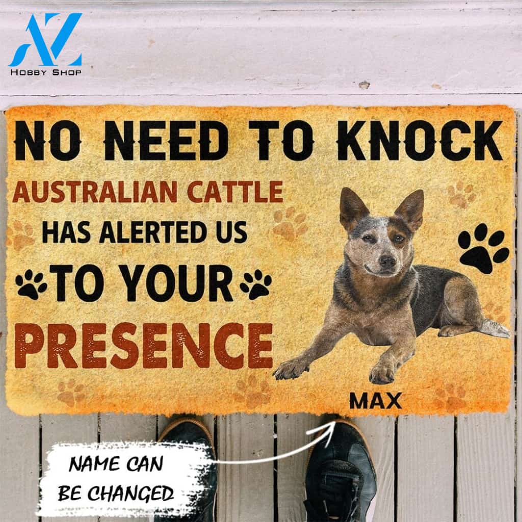 Gearhumans Gearhuman 3D No Need To Knock Australian Cattle Dog Custom Name Doormat