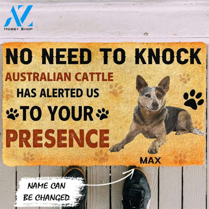 Gearhumans Gearhuman 3D No Need To Knock Australian Cattle Dog Custom Name Doormat