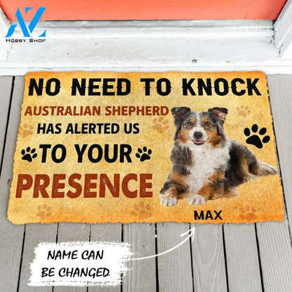 Gearhumans Gearhuman 3D No Need To Knock Australian Shepherd Dog Custom Name Doormat