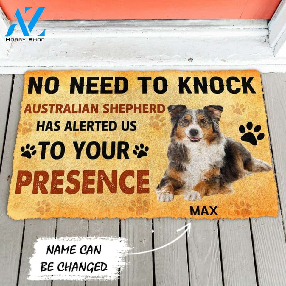 Gearhumans Gearhuman 3D No Need To Knock Australian Shepherd Dog Custom Name Doormat