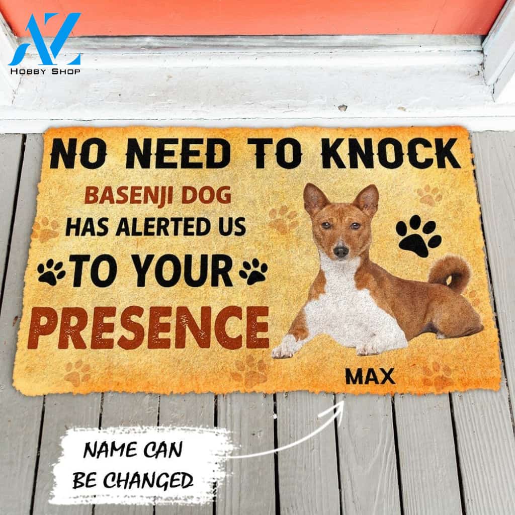 Gearhumans Gearhuman 3D No Need To Knock Basenji Dog Custom Name Doormat