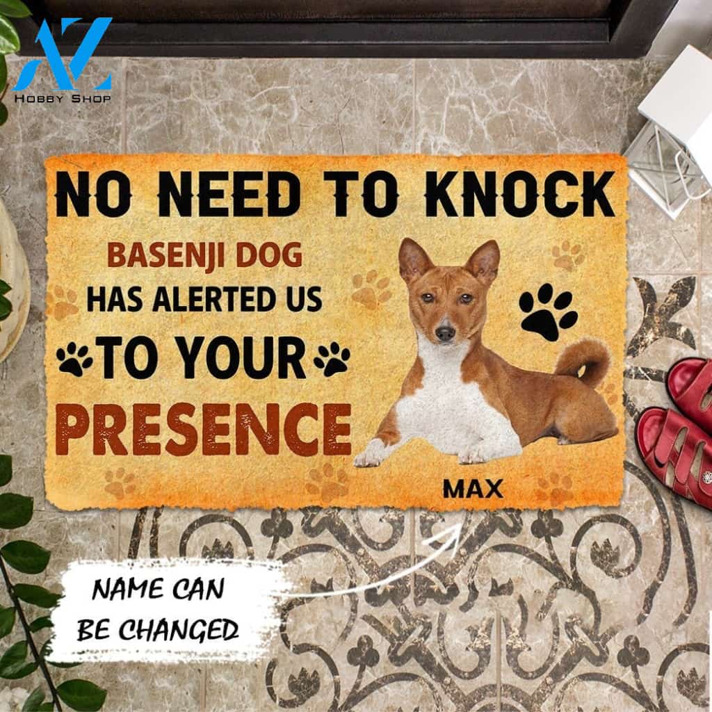 Gearhumans Gearhuman 3D No Need To Knock Basenji Dog Custom Name Doormat