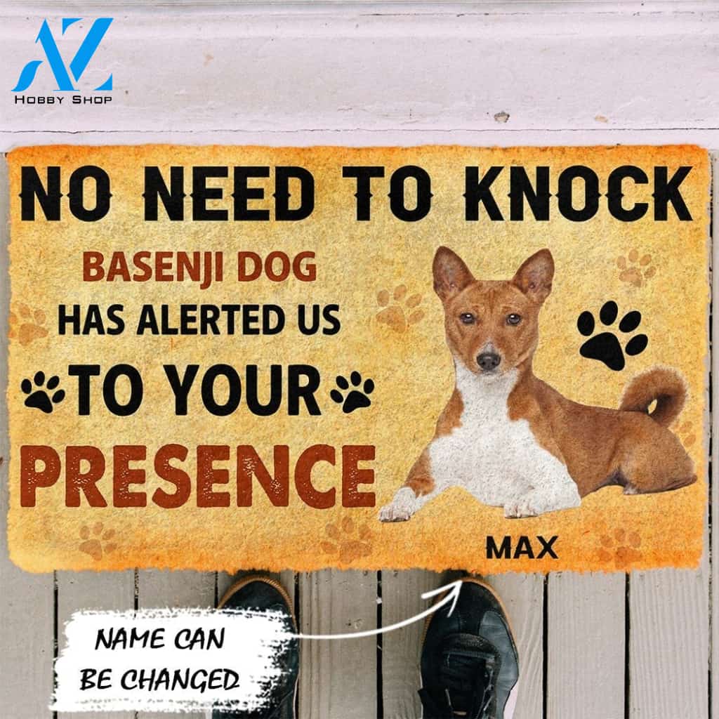 Gearhumans Gearhuman 3D No Need To Knock Basenji Dog Custom Name Doormat