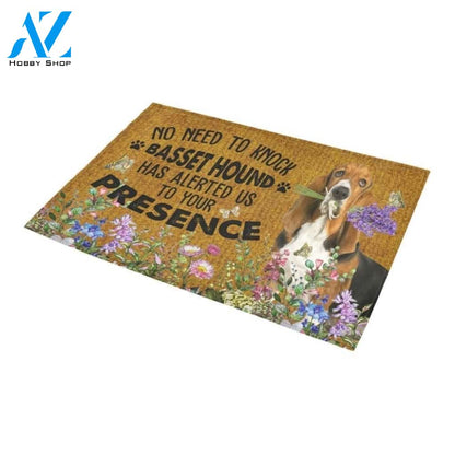No Need To Knock Basset Hound Alerted Printed Doormat Home Decor