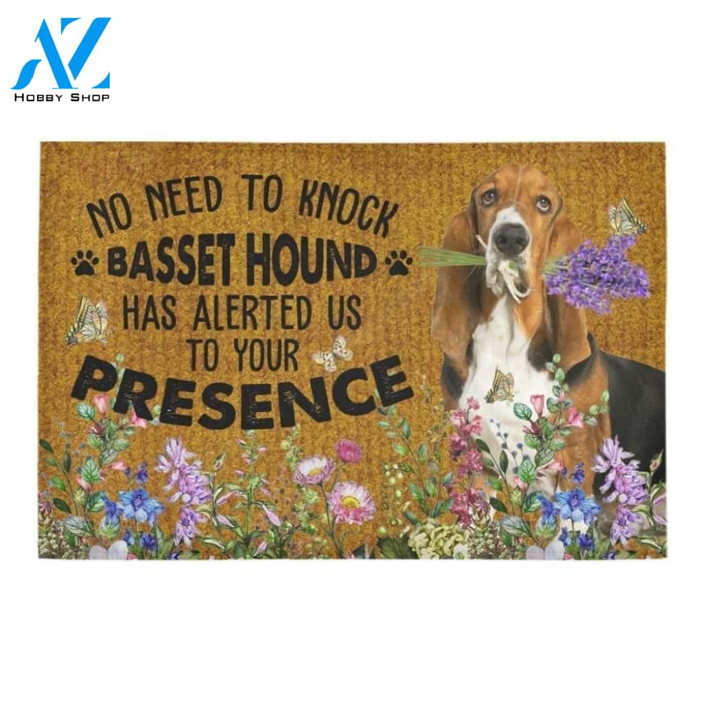 No Need To Knock Basset Hound Alerted Printed Doormat Home Decor