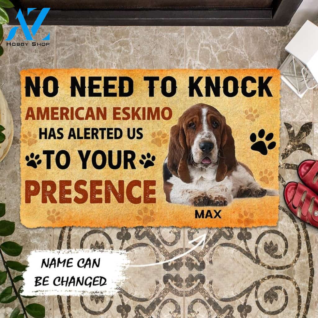 Gearhumans Gearhuman 3D No Need To Knock Basset Hound Dog Custom Name Doormat
