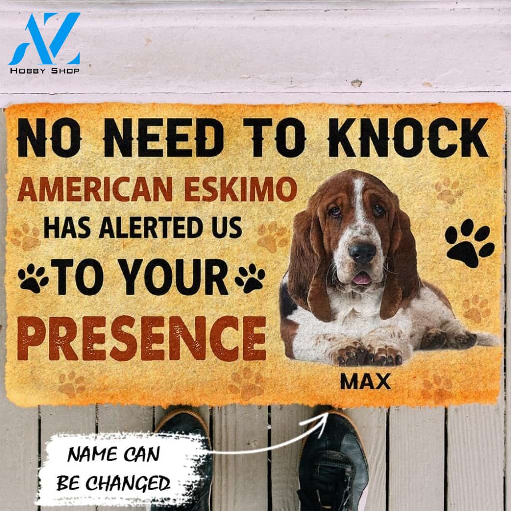 Gearhumans Gearhuman 3D No Need To Knock Basset Hound Dog Custom Name Doormat