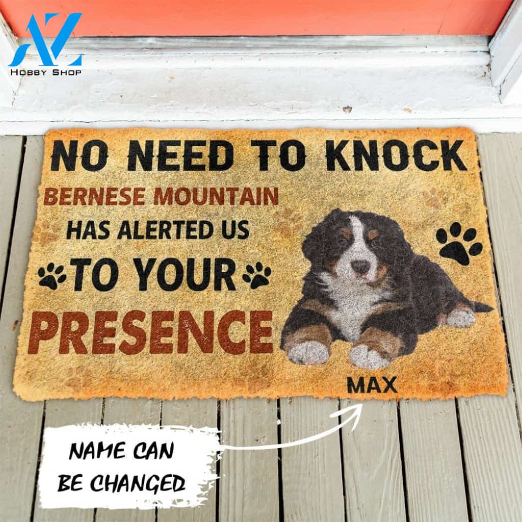 Gearhumans Gearhuman 3D No Need To Knock Bernese Mountain Dog Custom Name Doormat
