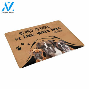 NO NEED TO KNOCK BOXER Doormat 23.6" x 15.7" | Welcome Mat | House Warming Gift
