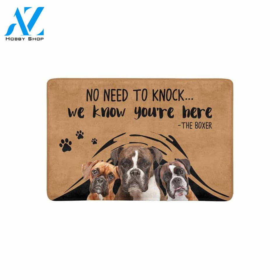 NO NEED TO KNOCK BOXER Doormat 23.6" x 15.7" | Welcome Mat | House Warming Gift