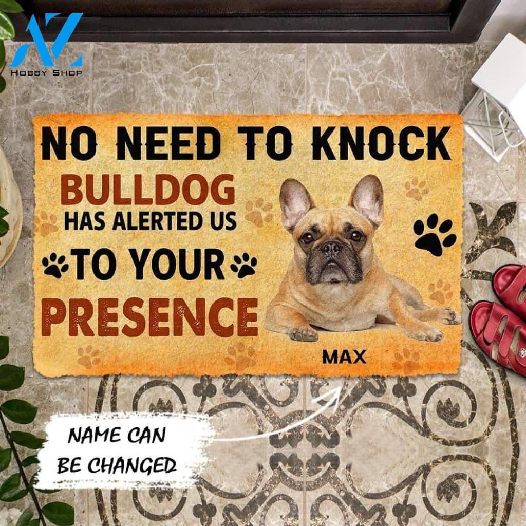 Gearhumans Gearhuman 3D No Need To Knock Bulldog Custom Name Doormat