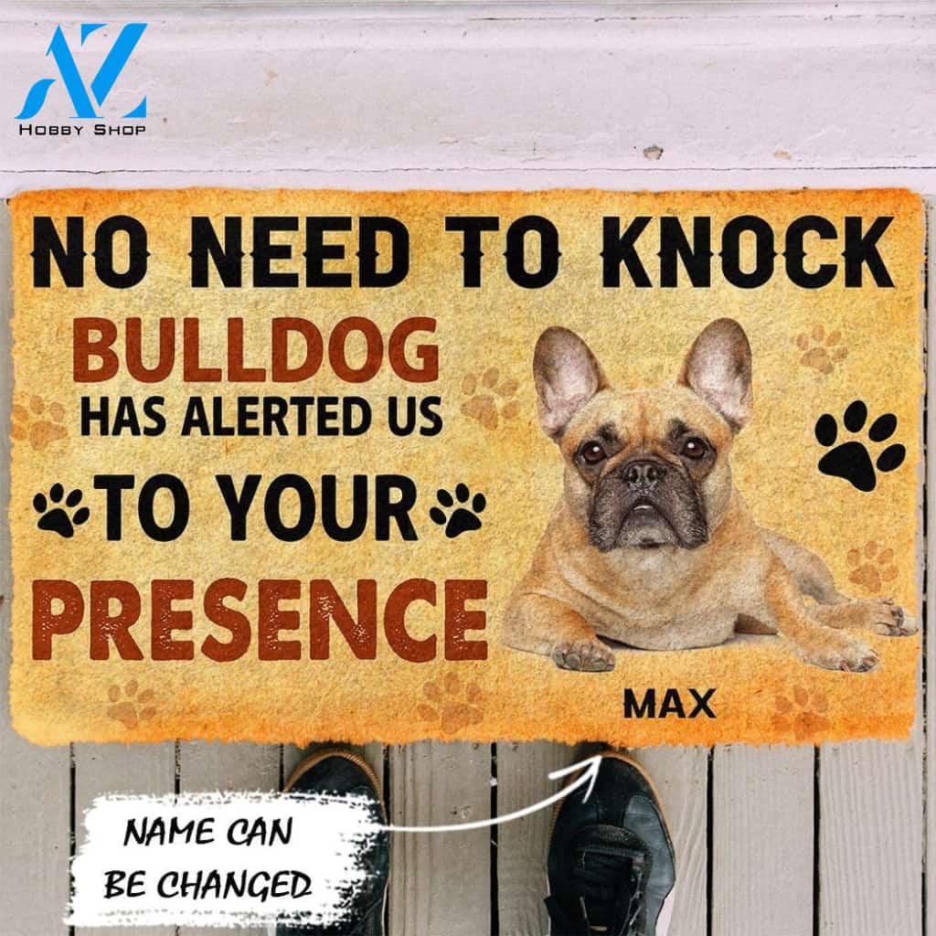 Gearhumans Gearhuman 3D No Need To Knock Bulldog Custom Name Doormat
