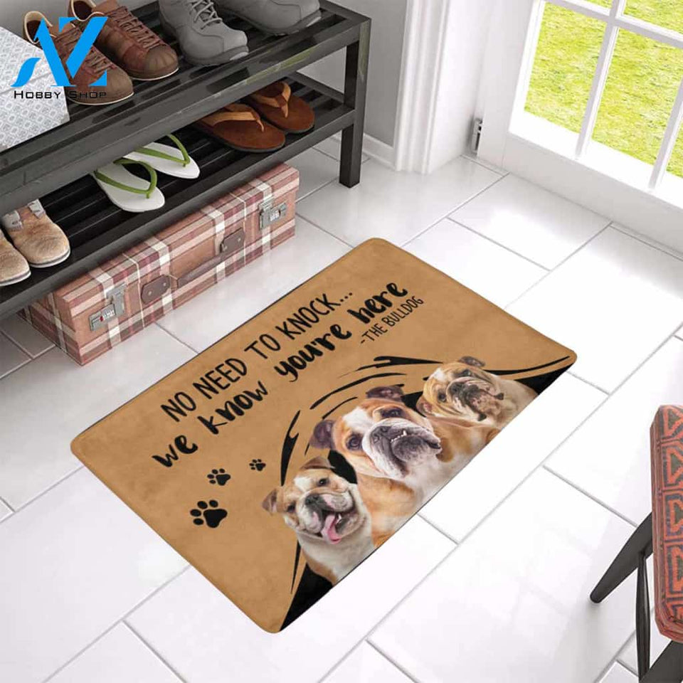 NO NEED TO KNOCK BULLDOG Doormat 23.6" x 15.7" | Welcome Mat | House Warming Gift