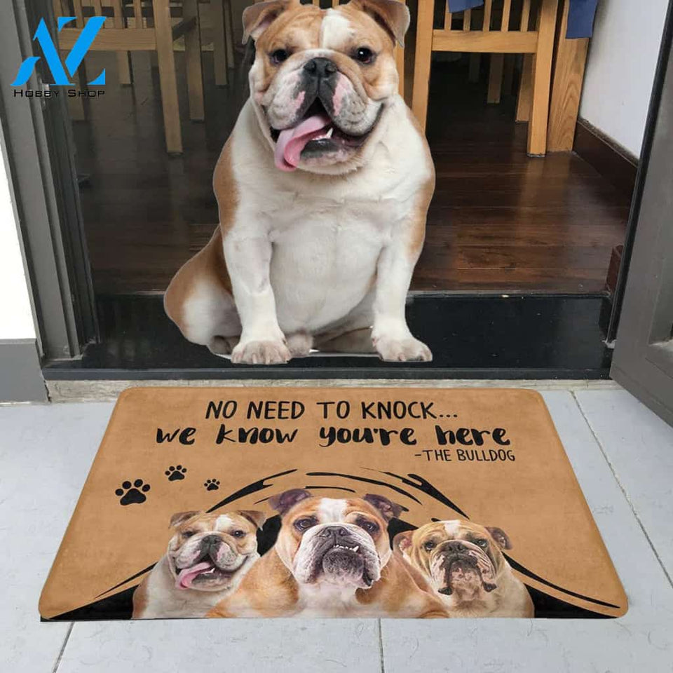 NO NEED TO KNOCK BULLDOG Doormat 23.6" x 15.7" | Welcome Mat | House Warming Gift