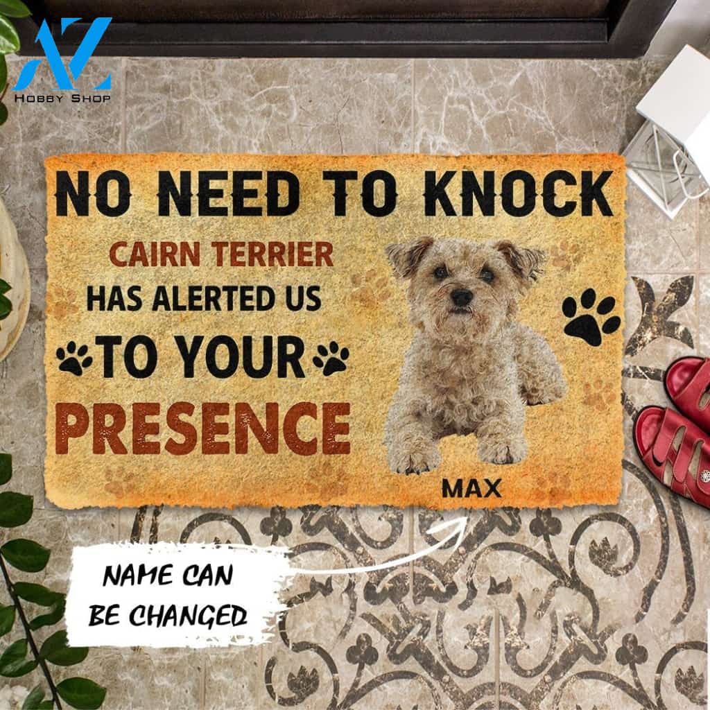Gearhumans Gearhuman 3D No Need To Knock Cairn Terrier Dog Custom Name Doormat
