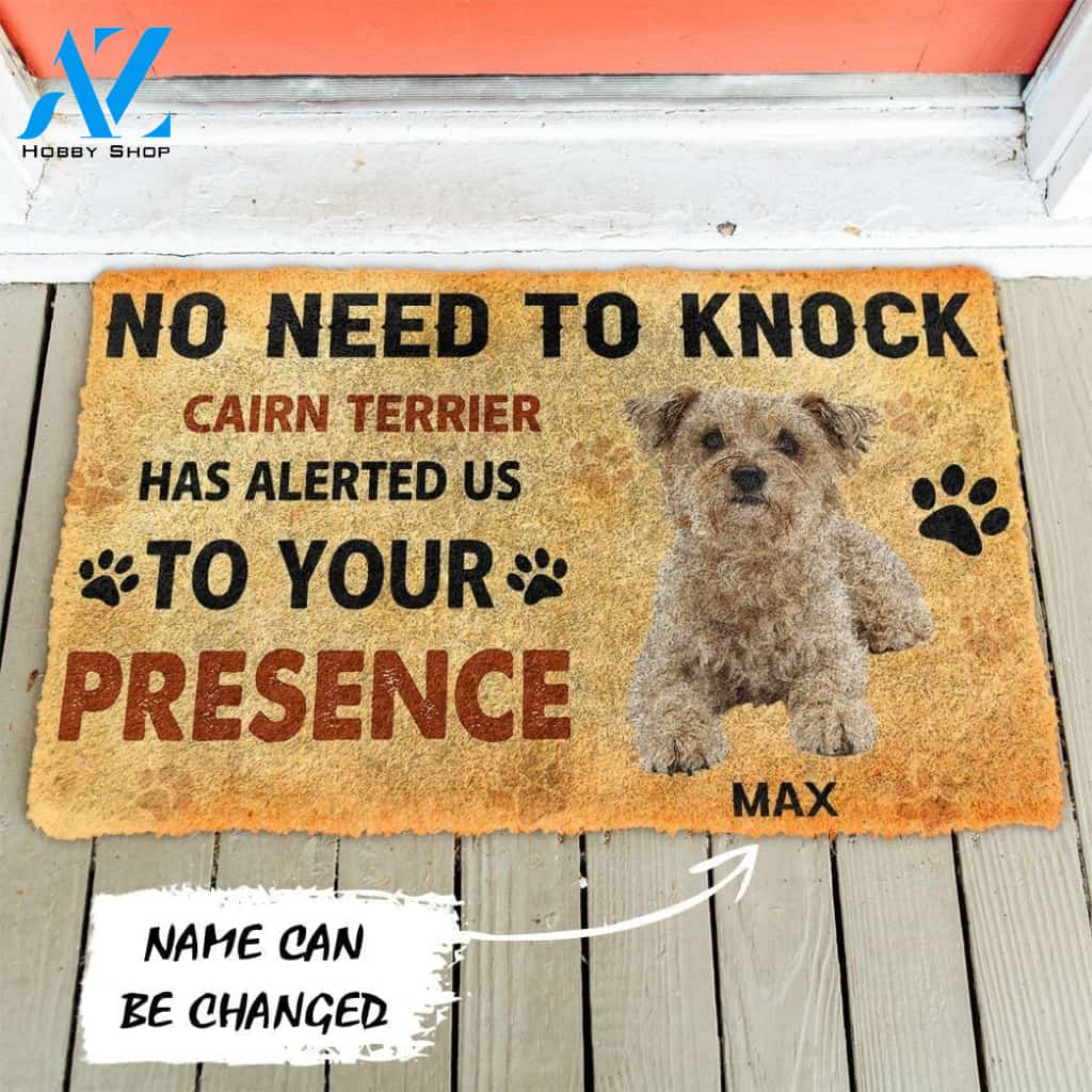 Gearhumans Gearhuman 3D No Need To Knock Cairn Terrier Dog Custom Name Doormat