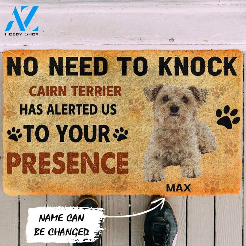 Gearhumans Gearhuman 3D No Need To Knock Cairn Terrier Dog Custom Name Doormat