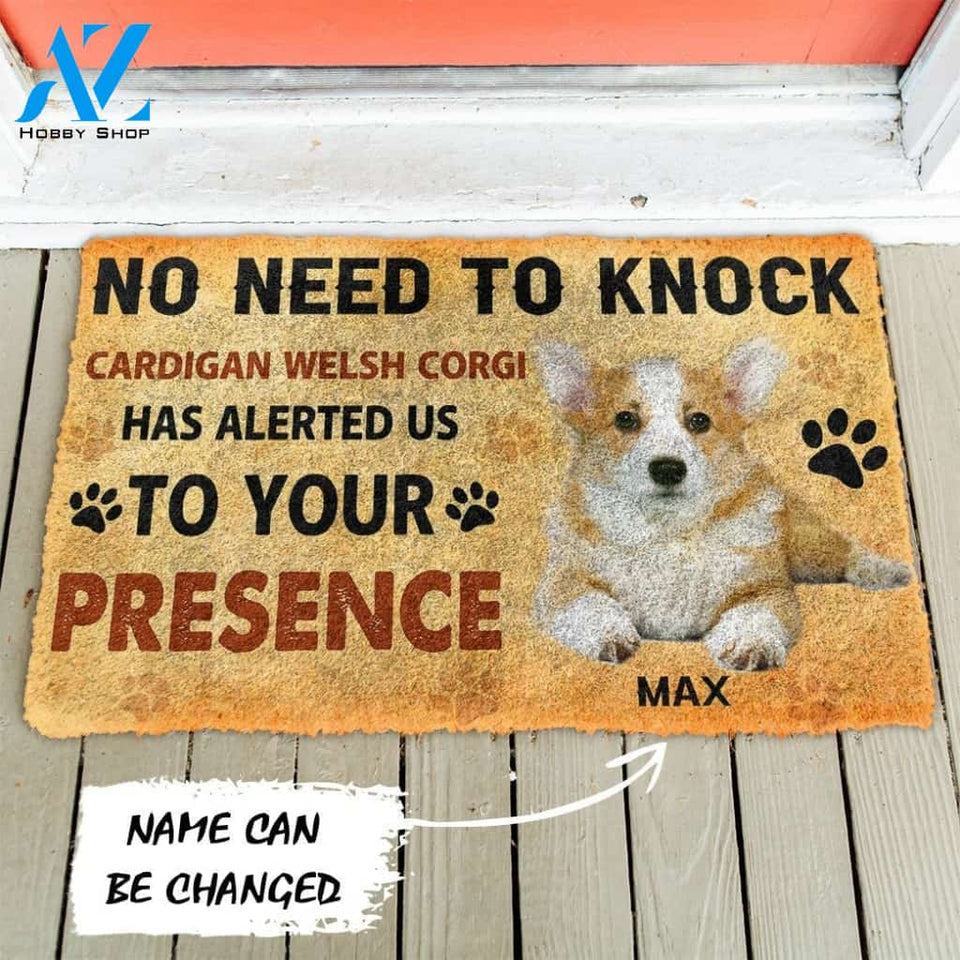 Gearhumans Gearhuman 3D No Need To Knock Cardigan Welsh Corgi Dogs Custom Name Doormat